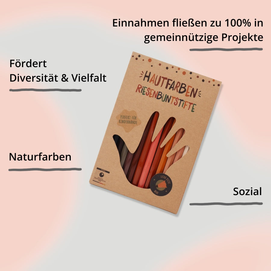 Riesenbuntstifte von Hautfarben – Verpackung mit Impact